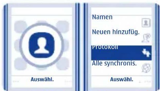 Auswähl. Namen Neuen hinzufüg. Protokoll Alle synchronis. Auswähl.