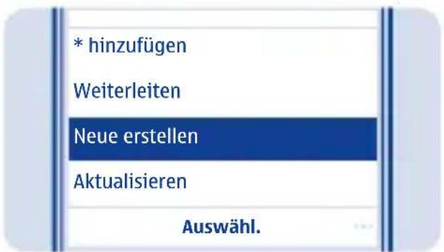 * hinzufügen Weiterleiten Neue erstellen Aktualisieren Auswähl.