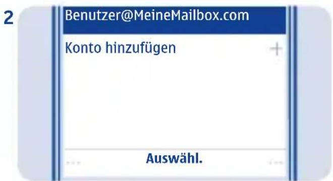 2 Benutzer@MeineMailbox.com Konto hinzufügen + Auswähl.