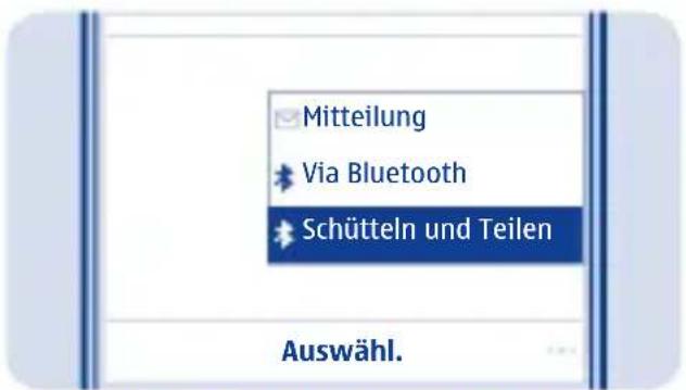 Mitteilung Via Bluetooth Schütteln und Teilen Auswähl.