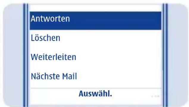 Antworten Löschen Weiterleiten Nächste Mail Auswähl.