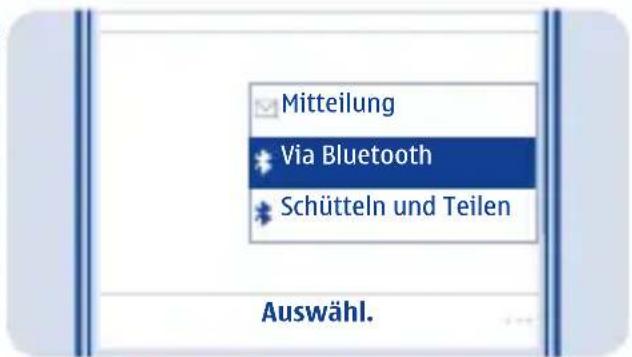 Mitteilung Via Bluetooth Schütteln und Teilen Auswähl.