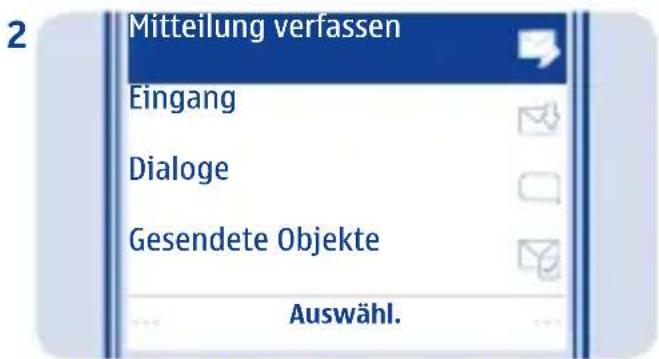 2 Mitteilung verfassen Eingang Dialogue Gesendete Objekte Auswähl.