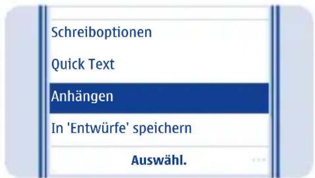 Schreiboptionen Quick Text Anhängen In 'Entwürfe' speichern Auswahl.