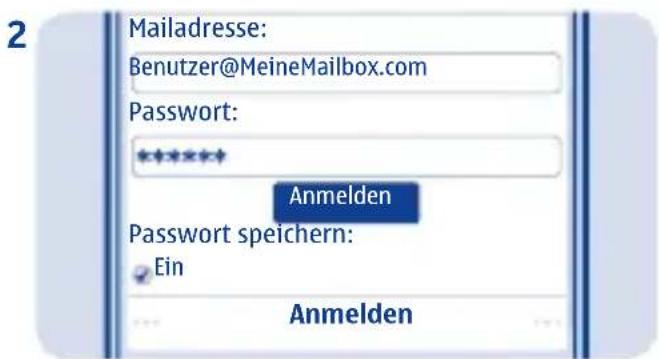 Mailadresse: Benutzer@MeineMailbox.com Password: ****** Anmelden Password speichern: Ein Anmelden