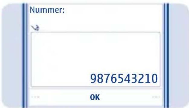 Nummer: 9876543210 OK