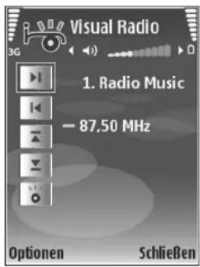 Visual Radio 3G 1. Radio Music - 87,50 MHz Optionen Schließen