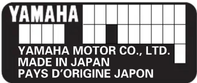 YAMAHA YAMAHA MOTOR CO., LTD. MADE IN JAPAN PAYS D'ORIGINE JAPON