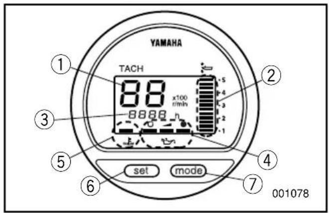 YAMAHA TACH 88 x100 r/min 8888 h set mode 001078
