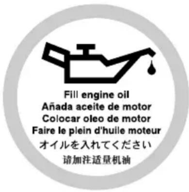 Fill engine oil Añada aceite de motor Colocar oleo de motor Faire le plein d'huile moteur オイルを入れてください 请加注适量机油