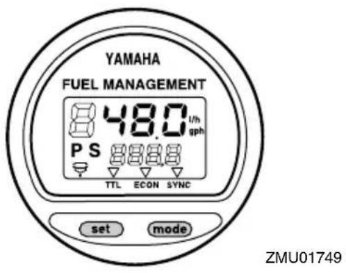 YAMAHA FUEL MANAGEMENT 48.0 l/h gph PS TTL ECON SYNC set mode ZMU01749