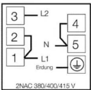 3 L2 2 N 1 L1 Erdung 4 5 2NAC 380/400/415 V