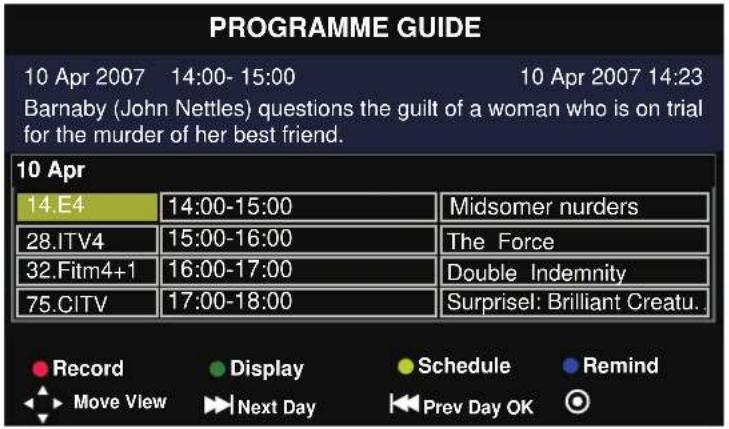 PROGRAMME GUIDE 10 Apr 2007 14:00- 15:00 10 Apr 2007 14:23 Barnaby (John Nettles) questions the guilt of a woman who is on trial for the murder of her best friend. 10 Apr 14.E4 14:00-15:00 Midsomer nurders 28.ITV4 15:00-16:00 The Force 32.Fitm4+1 16:00-17:00 Double Indemnity 75.CITV 17:00-18:00 Surprisel: Brilliant Creatu. Record Display Schedule Remind Move View Next Day Prev Day OK