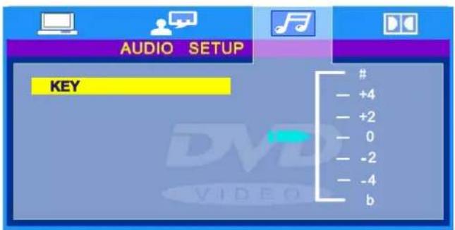 AUDIO SETUP KEY # - +4 - +2 - 0 - -2 - -4 b
