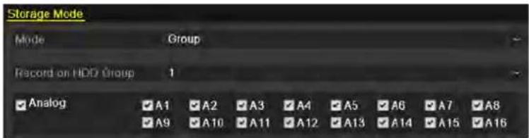 Storage Mode Mode Group Record on HDD Group 1 Analog A1 A2 A3 A4 A5 A6 A7 A8 A9 A10 A11 A12 A13 A14 A15 A16