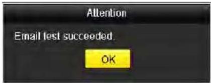 Attention Email test succeeded. OK