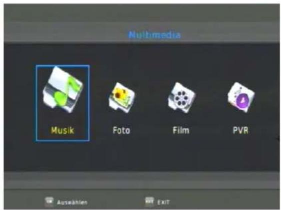 Multimedia Musi Foto Film PVR Auswahlen Exit