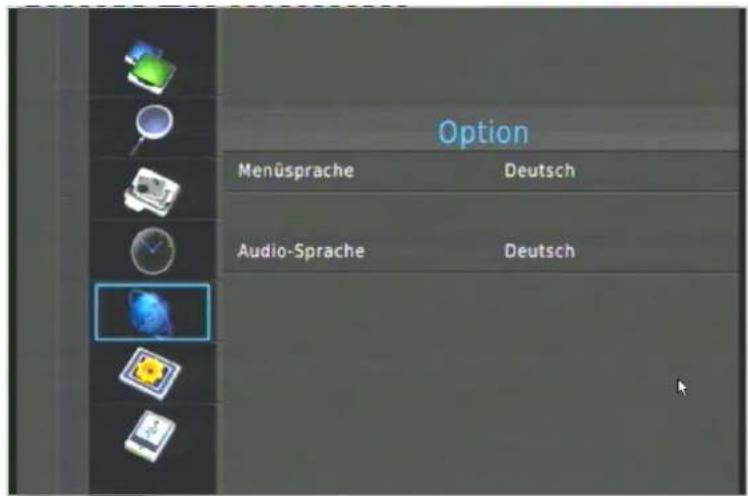 Option MenüSprache Deutsch Audio-Sprache Deutsch