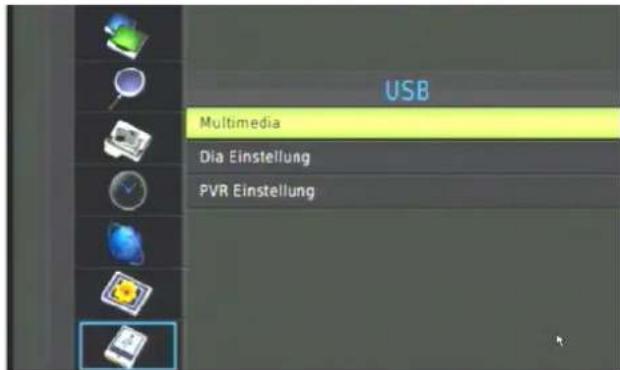 USB Multimedia Dia Einstellung PVR Einstellung