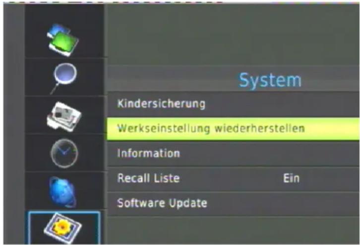System Kindersicherung Werkseinstellung wiederherstellen Information Recall Liste Ein Software Update