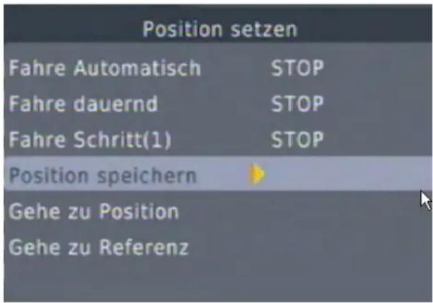 Position setzen Fahre Automatisch STOP Fahre dauernd STOP Fahre Schritt(1) STOP Position speichern Gehe zu Position Gehe zu Referenz