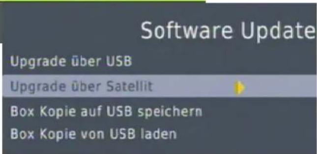 Software Update Upgrade über USB Upgrade über Satellit Box Kopie auf USB speichern Box Kopie von USB laden