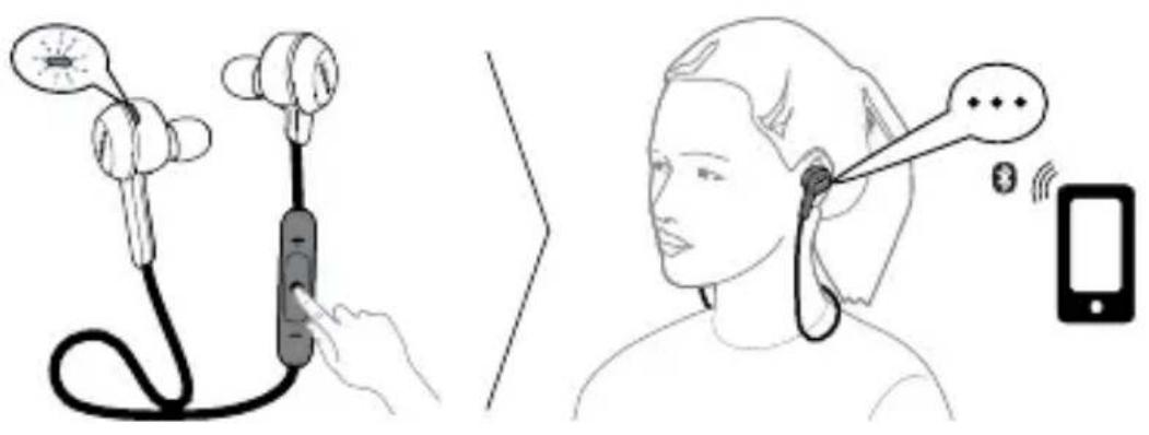 Illustration showing ear ear ear being held by a device, with text labels and speech bubble indicating ear signal.