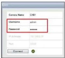 Camera Name CHD1 Username admin Password ****** If Advanced 10000000000 Point 10000000000 Connect