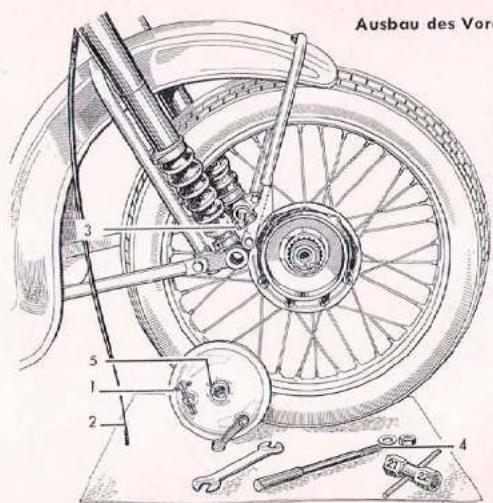 BMW R 25 (1952) - Aus- und Einbau des Vorderrades - 1