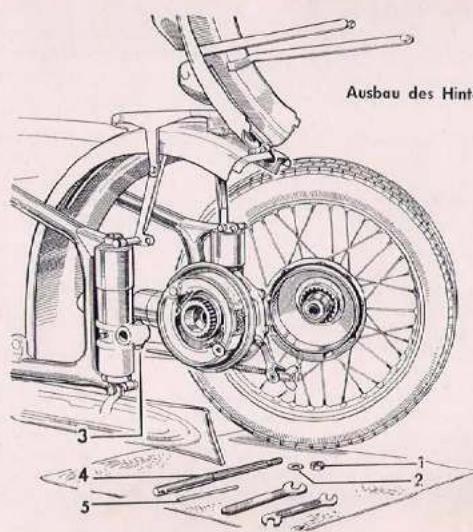 BMW R 25 (1952) - Aus- und Einbau des Hinterrades - 1