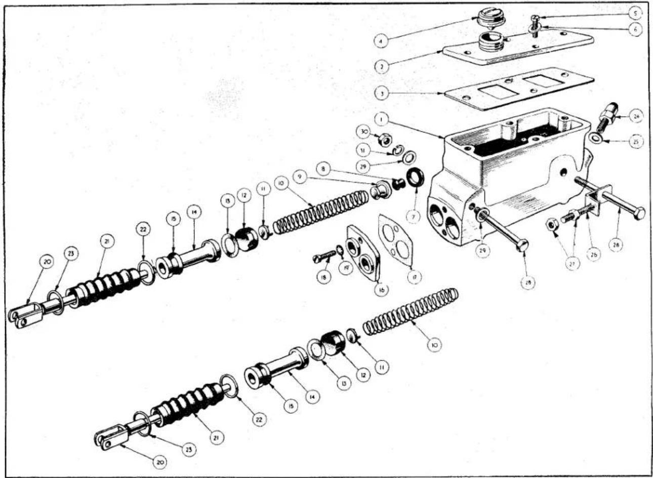 Exploded view diagram of a mechanical assembly with numbered parts for identification