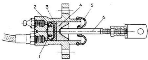 Technical diagram of a mechanical device with numbered components for identification