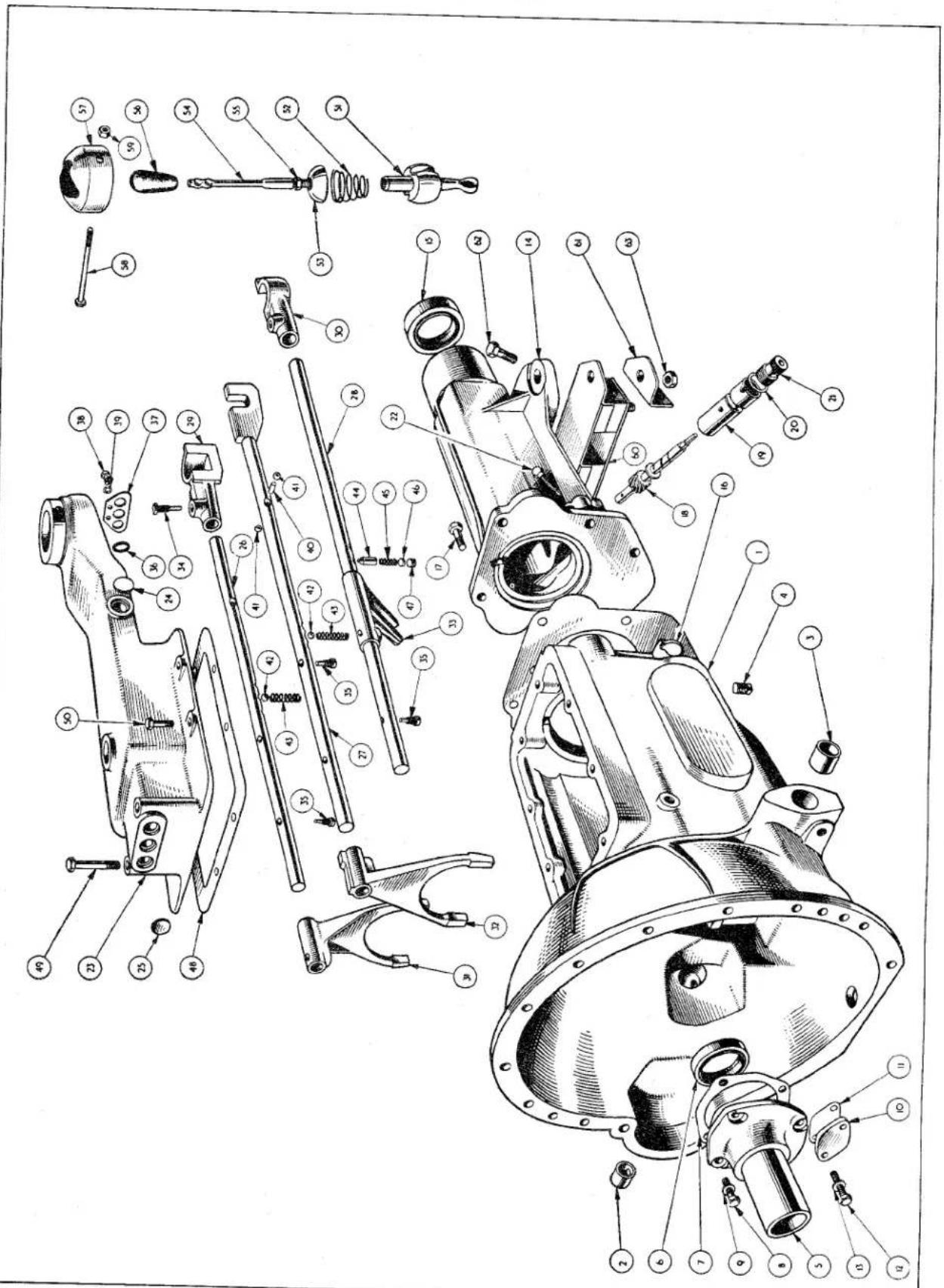 Technical diagram of a mechanical assembly with labeled parts and exploded views