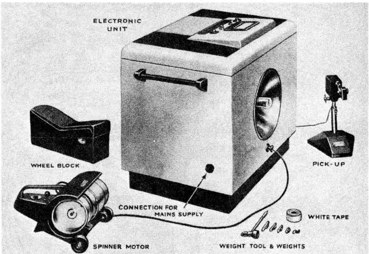 ELECTRONIC UNIT WHEEL BLOCK PICK-UP SPINNER MOTOR CONNECTION FOR MAINS SUPPLY WHITE TAPE WEIGHT TOOL & WEIGHTS