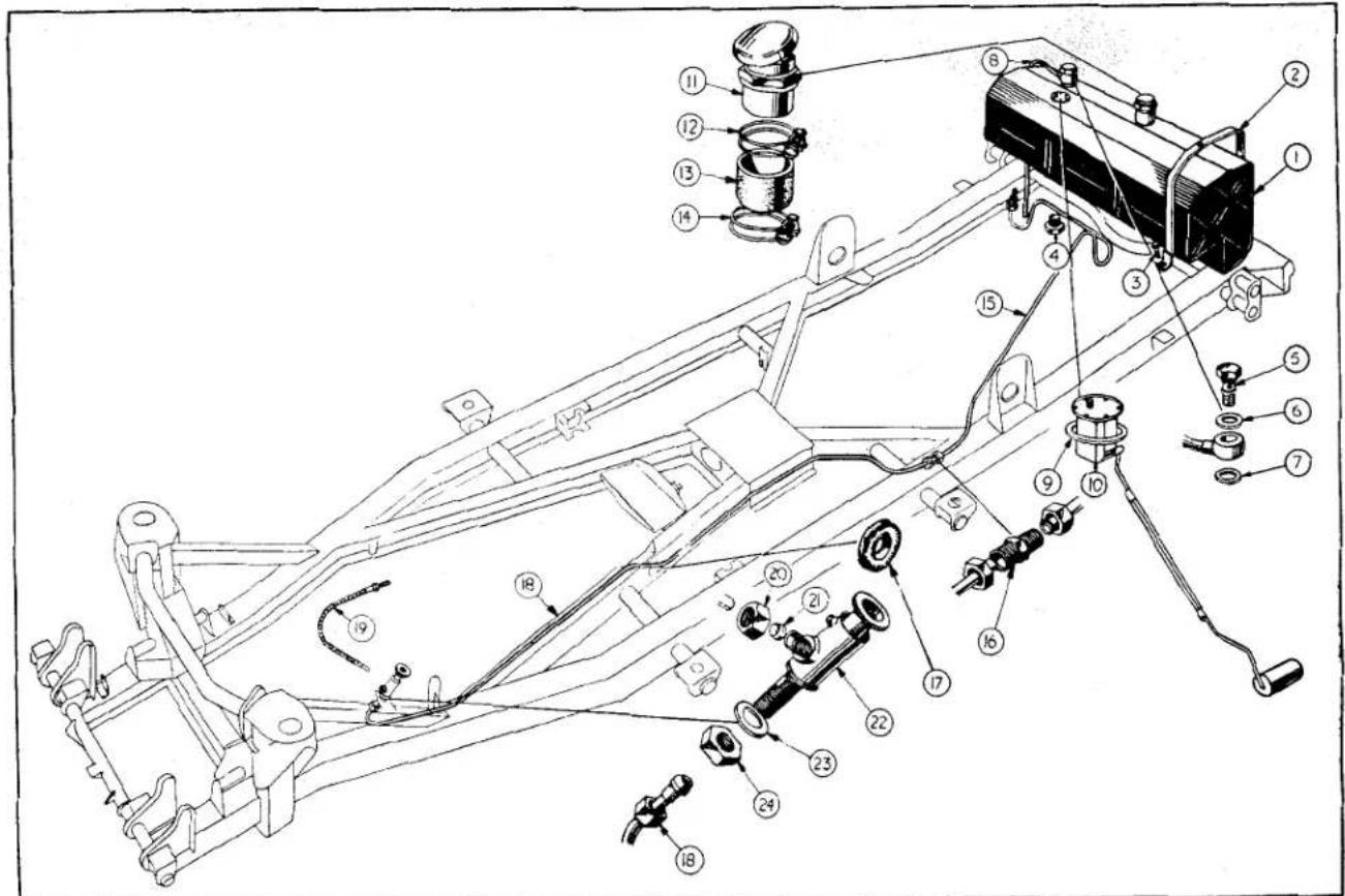 Technical diagram of a vehicle suspension system with numbered components for identification
