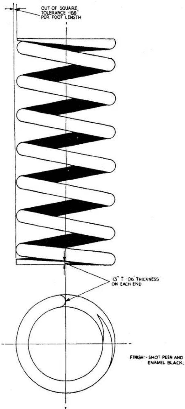 OUT OF SQUARE TOLERANCE -188 PER FOOT LENGTH -13" ± -06 THICKNESS ON EACH END FINISH:-SHOT PEEN AND ENAMEL BLACK.