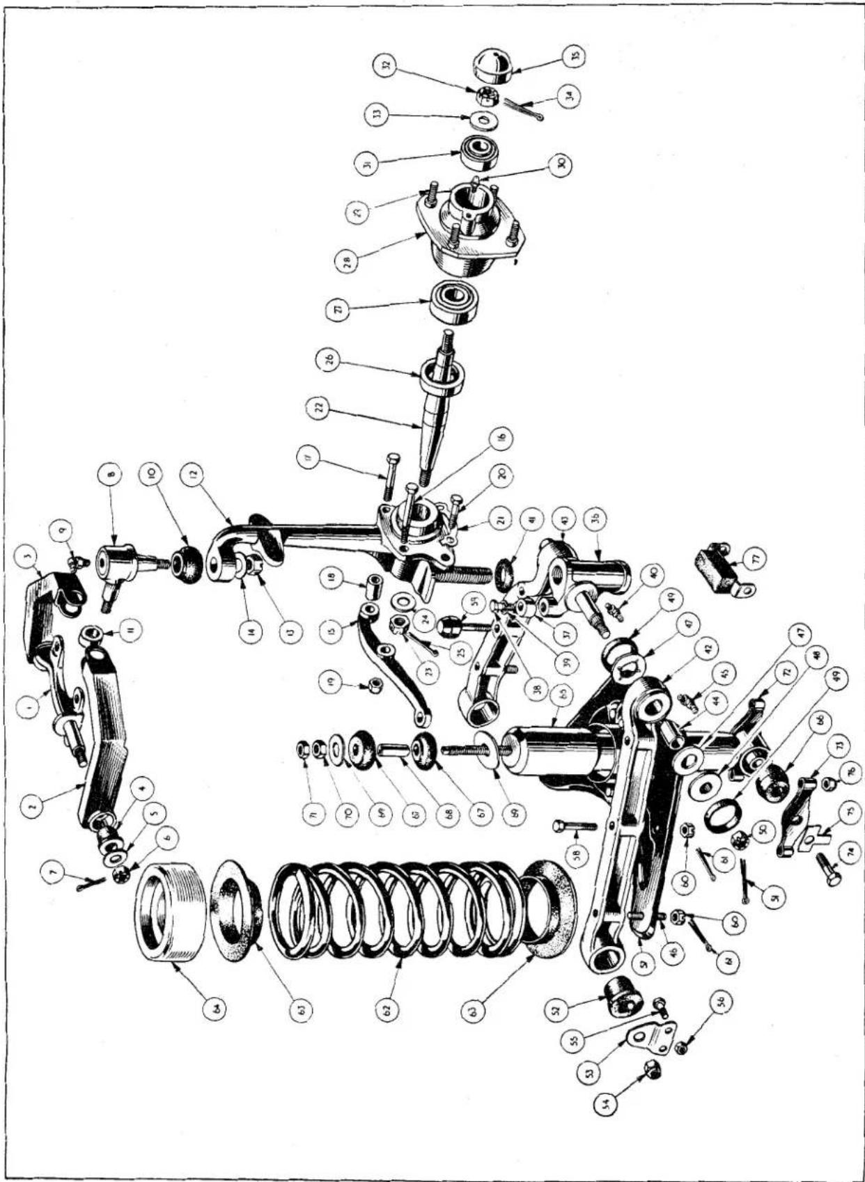 Exploded view diagram of a mechanical assembly with numbered parts for identification