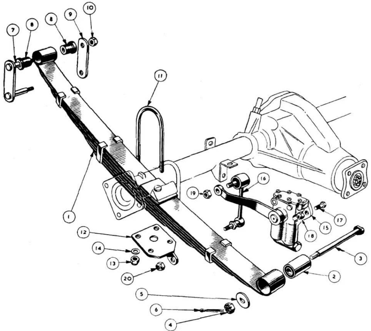 Technical diagram of a mechanical assembly with numbered components for identification