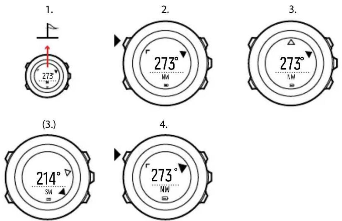 SUUNTO SS021258000 - Einstellen der Feststellfunktion für die Peilung - 1