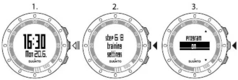 1. 16:30 Mon 20.6. SUANTO 2. step 6:8 training settings SUANTO 3. program on SUANTO