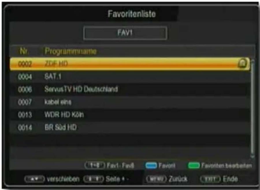 Telestar digiHD TS mobil - Programm mit einer Favoritenliste aufrufen - 1