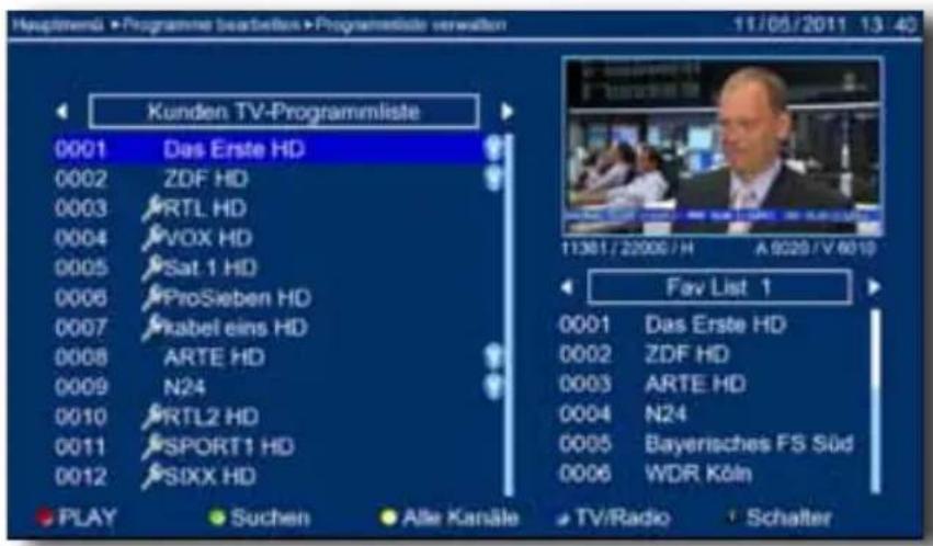 Telestar TD 2300 HD+ - Programmliste verwalten - 1