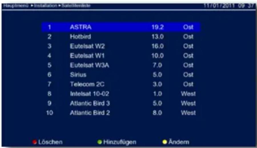 Telestar TD 2300 HD+ - Satellitenliste - 1