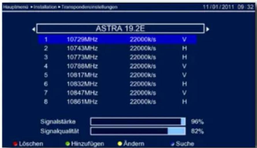 Telestar TD 2300 HD+ - Transpondereinstellungen - 1