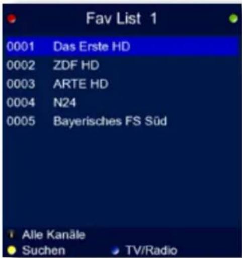 Telestar TD 2300 HD+ - Programm mit einer Favoritenliste aufrufen - 1