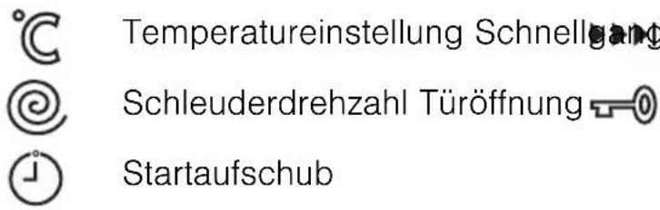 Temperatureinstellung Schnelligang Schleuderdrehzahl Türöffnung Startaufschub