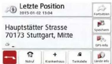Letzte Position 2015-01-02 13:04 Hauptstätter Strasse 70173 Stuttgart, Mitte 112 Notruf Krankenhaus Tankstele Länder Info Fortsätzen Speichem GPS Info