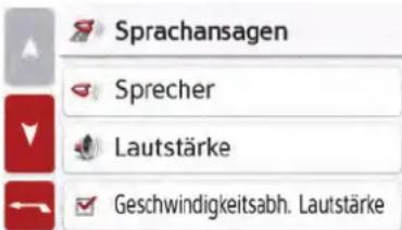 Sprachansagen Sprecher Lautstärke Geschwindigkeitsabh. Lautstärke