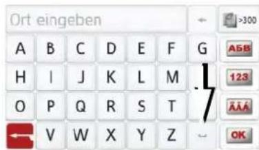 Ort eingeben A B C D E F G H I J K L M O P Q R S T V W X Y Z ABB 123 AAA OK