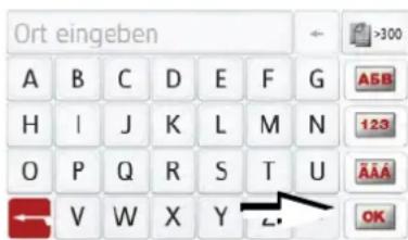 Ort eingeben A B C D E F G H I J K L M N O P Q R S T U V W X Y ABB 123 AAA OK